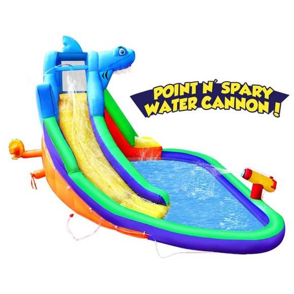 Inflatable Kids Pool Water Shark Slide for Toddler, Bouncy Jumper with Blower - Picture 3 of 7